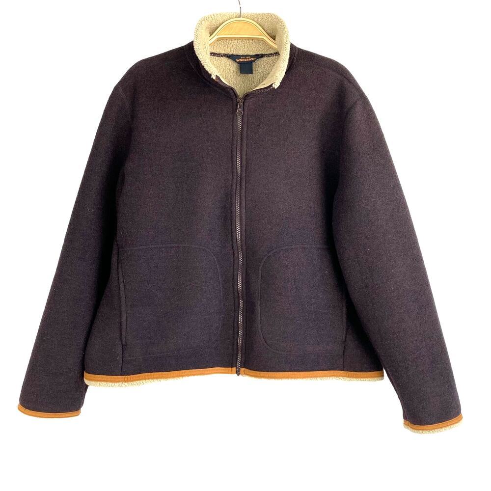 Woolrich Sherpa Lined Jacket Coat Women L Purple Plum‎ Full Zip Aspen Outdoors